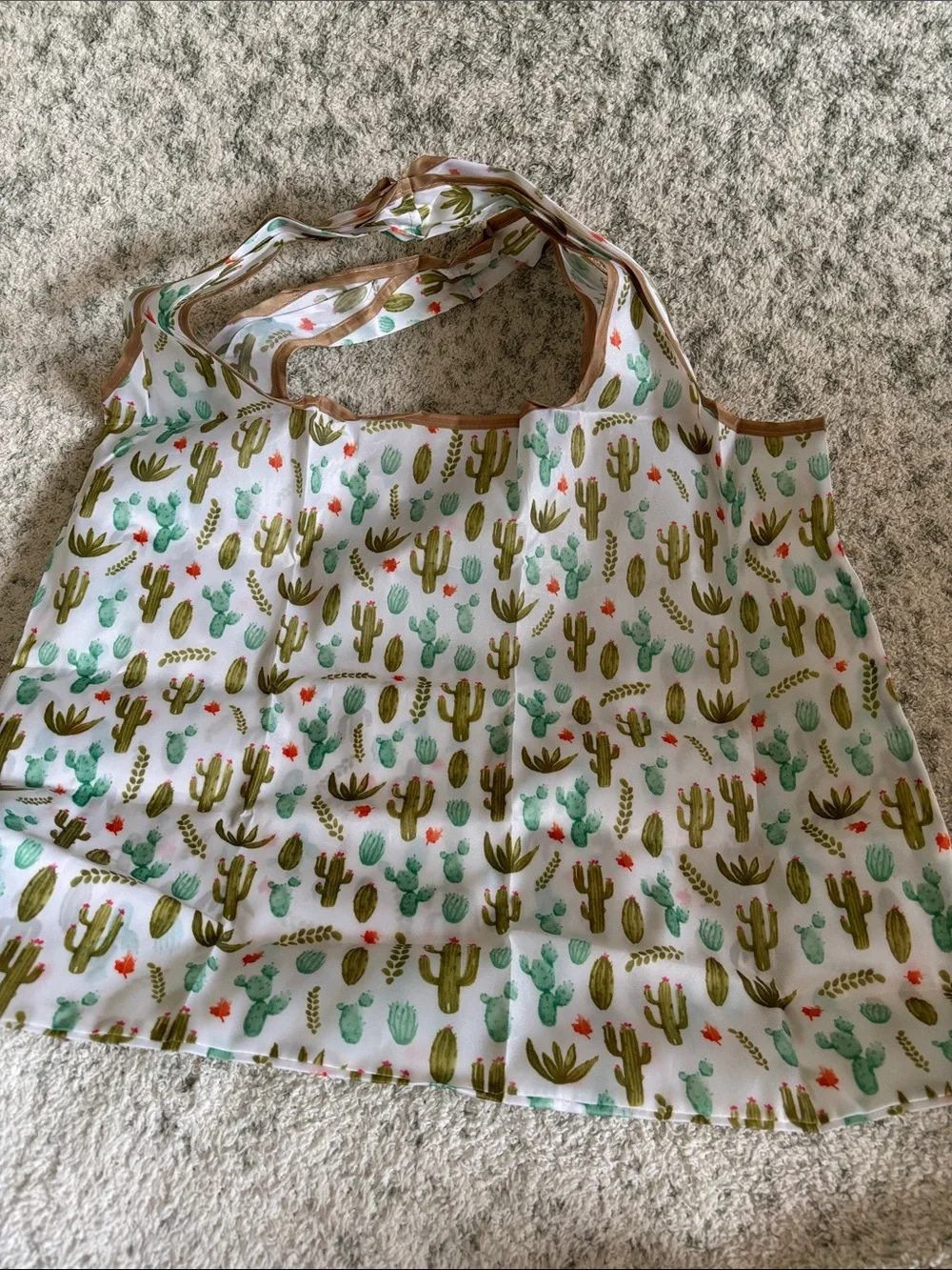 Desert Cactus Poly Canvas Large Tote Travel Bag Built in Case NWT 22x23”